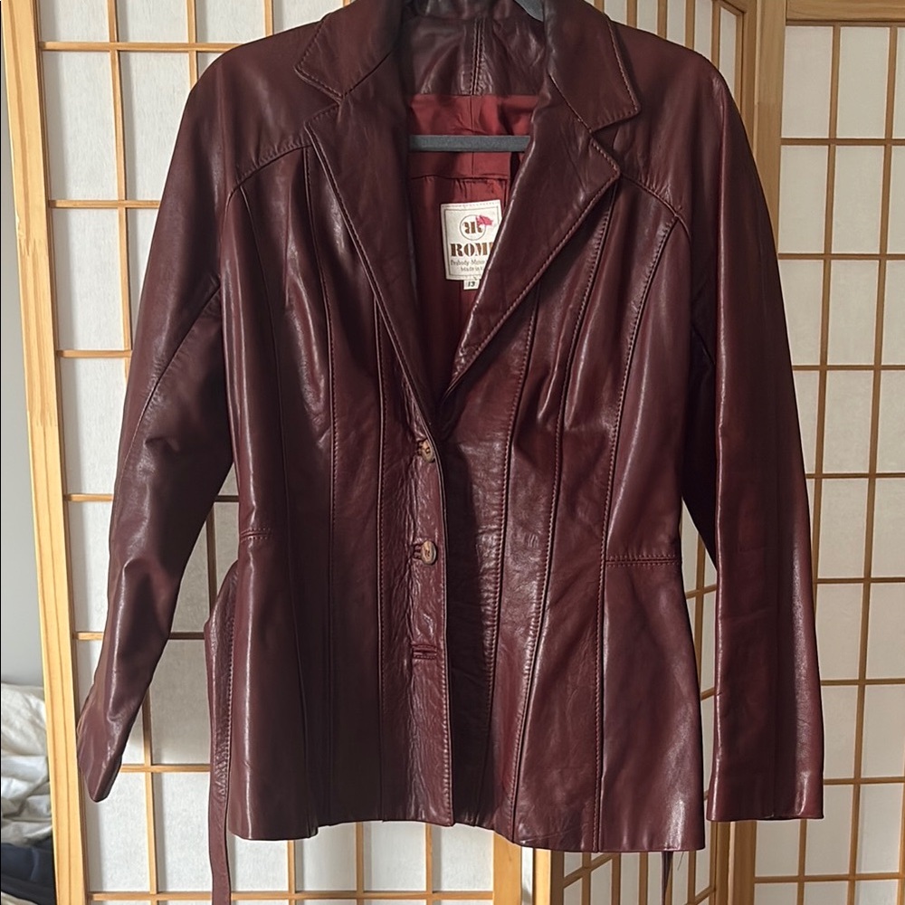 Women's Burgundy Leather Jacket